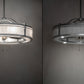 Meyda Lighting Sargent 46" 12-Light Sparkle Silver Chandelier With Beige Angelwing Idalight Shade and Fan