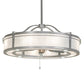 Meyda Lighting Sargent 46" 12-Light Sparkle Silver Chandelier With Beige Angelwing Idalight Shade and Fan