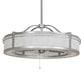 Meyda Lighting Sargent 46" 12-Light Sparkle Silver Chandelier With Beige Angelwing Idalight Shade and Fan