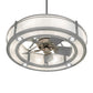 Meyda Lighting Sargent 46" 12-Light Sparkle Silver Chandelier With Beige Angelwing Idalight Shade and Fan