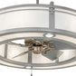 Meyda Lighting Sargent 46" 12-Light Sparkle Silver Chandelier With Beige Angelwing Idalight Shade and Fan