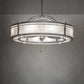 Meyda Lighting Sargent 46" 12-Light Sparkle Silver Chandelier With Beige Angelwing Idalight Shade and Fan