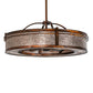 Meyda Lighting Sargent 46" 16-Light Vintage Copper Chandelier With Silver Mica Shade Glass and Fan