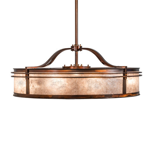 Meyda Lighting Sargent 46" 16-Light Vintage Copper Chandelier With Silver Mica Shade Glass and Fan