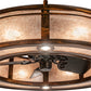 Meyda Lighting Sargent 46" 16-Light Vintage Copper Chandelier With Silver Mica Shade Glass and Fan