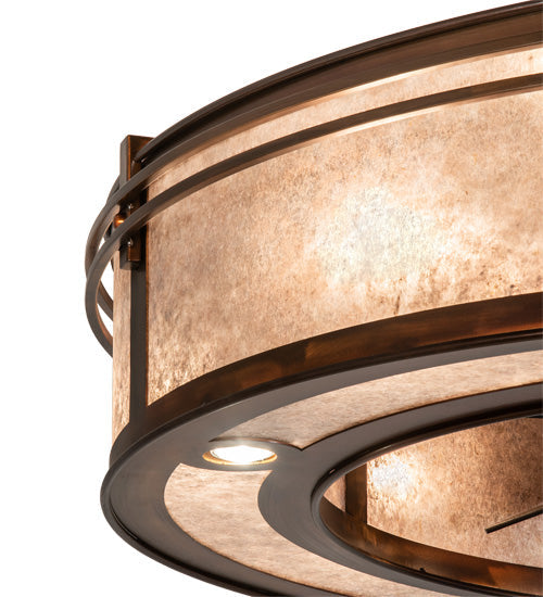 Meyda Lighting Sargent 46" 16-Light Vintage Copper Chandelier With Silver Mica Shade Glass and Fan