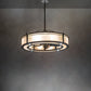 Meyda Lighting Sargent 46" 20-Light Bronze Metallic Chandelier With Beige Sahara Taupe Idalight Shade and Fan