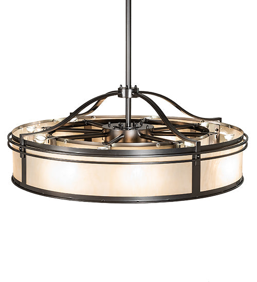Meyda Lighting Sargent 46" 20-Light Bronze Metallic Chandelier With Beige Sahara Taupe Idalight Shade and Fan