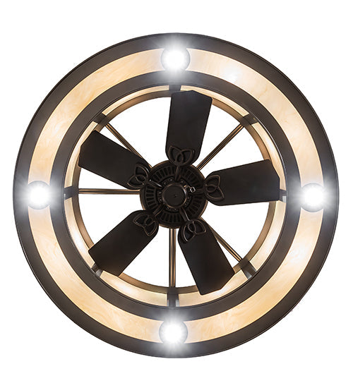 Meyda Lighting Sargent 46" 20-Light Bronze Metallic Chandelier With Beige Sahara Taupe Idalight Shade and Fan