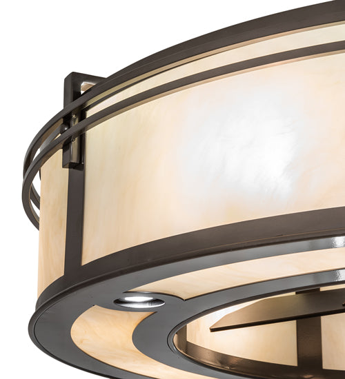 Meyda Lighting Sargent 46" 20-Light Bronze Metallic Chandelier With Beige Sahara Taupe Idalight Shade and Fan