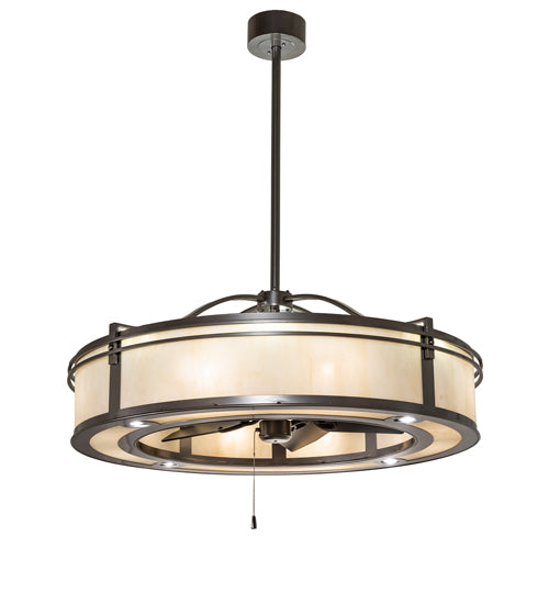 Meyda Lighting Sargent 46" 20-Light Bronze Metallic Chandelier With Beige Sahara Taupe Idalight Shade and Fan