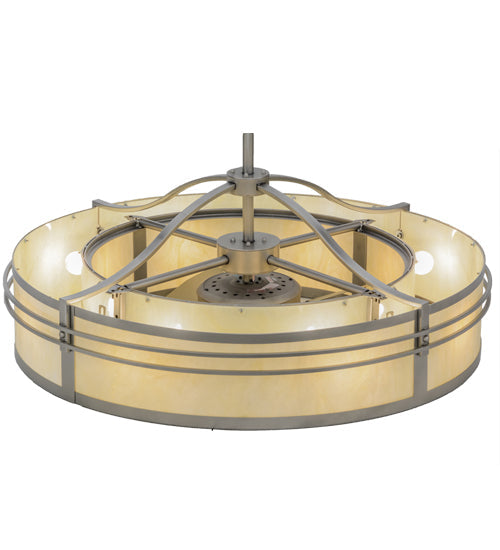 Meyda Lighting Sargent 46" 8-Light Brushed Nickel Chandelier With Bleached Honey Onyx Acrylic Shade and Fan