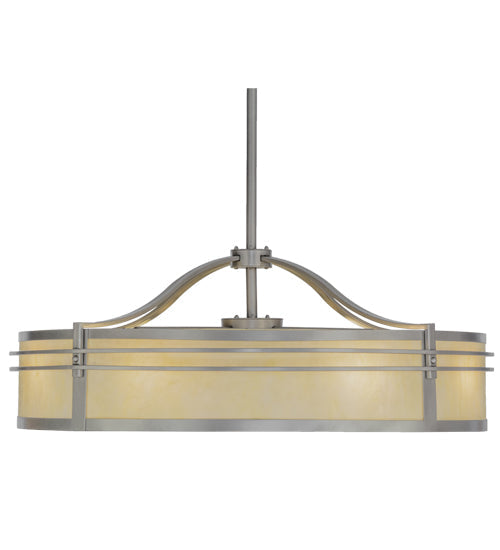 Meyda Lighting Sargent 46" 8-Light Brushed Nickel Chandelier With Bleached Honey Onyx Acrylic Shade and Fan