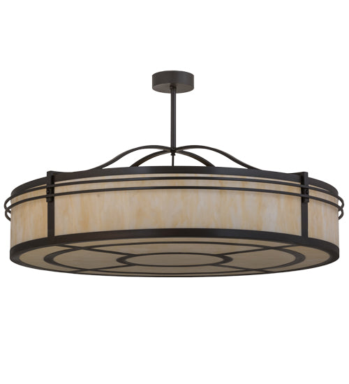 Meyda Lighting Sargent 55" 8-Light Timeless Bronze Pendant Light With Beige Sahara Taupe Idalight Shade Glass