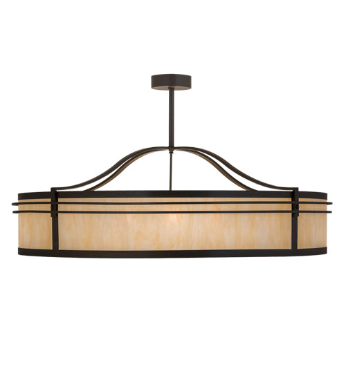 Meyda Lighting Sargent 55" 8-Light Timeless Bronze Pendant Light With Beige Sahara Taupe Idalight Shade Glass