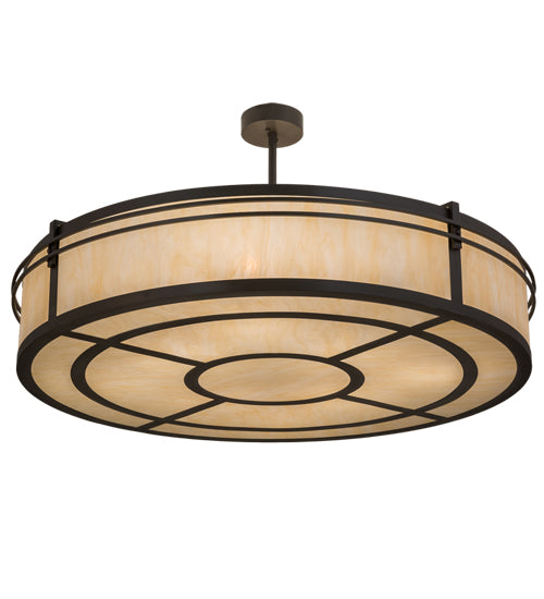 Meyda Lighting Sargent 55" 8-Light Timeless Bronze Pendant Light With Beige Sahara Taupe Idalight Shade Glass