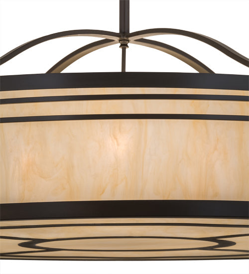 Meyda Lighting Sargent 55" 8-Light Timeless Bronze Pendant Light With Beige Sahara Taupe Idalight Shade Glass