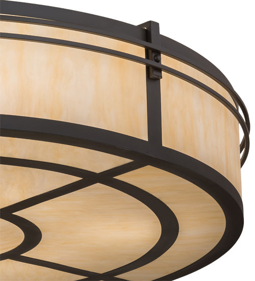 Meyda Lighting Sargent 55" 8-Light Timeless Bronze Pendant Light With Beige Sahara Taupe Idalight Shade Glass