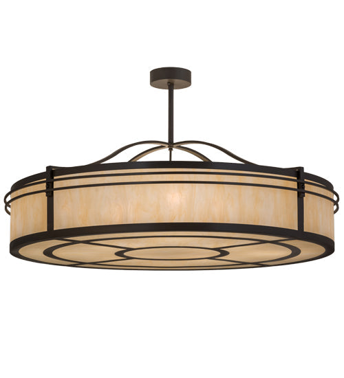 Meyda Lighting Sargent 55" 8-Light Timeless Bronze Pendant Light With Beige Sahara Taupe Idalight Shade Glass