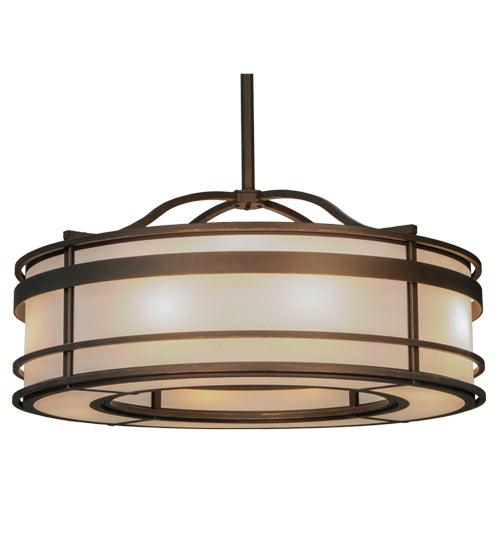 Meyda Lighting Sargent 57" 12-Light Tyler Bronze Pendant Light With White Statuario Idalight Shade Glass
