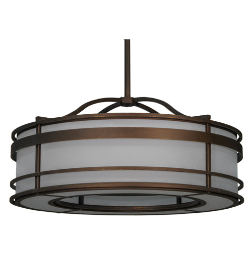Meyda Lighting Sargent 57" 12-Light Tyler Bronze Pendant Light With White Statuario Idalight Shade Glass