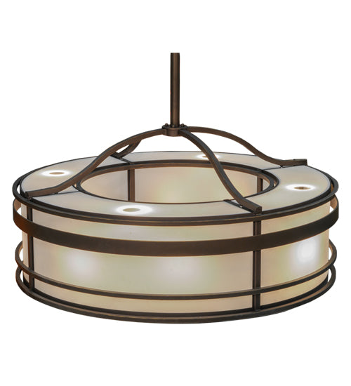 Meyda Lighting Sargent 57" 12-Light Tyler Bronze Pendant Light With White Statuario Idalight Shade Glass