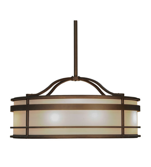 Meyda Lighting Sargent 57" 12-Light Tyler Bronze Pendant Light With White Statuario Idalight Shade Glass