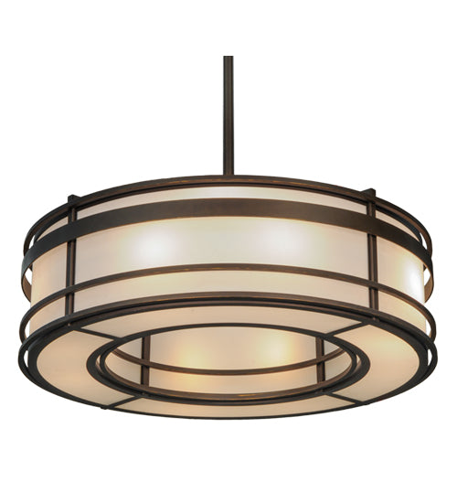 Meyda Lighting Sargent 57" 12-Light Tyler Bronze Pendant Light With White Statuario Idalight Shade Glass