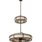 Meyda Lighting Sargent 58" 24-Light 2-Tier Tyler Bronze Chandelier With Beige Fleshtone Idalight Shade Glass and Fan
