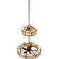 Meyda Lighting Sargent 58" 24-Light 2-Tier Tyler Bronze Chandelier With Beige Fleshtone Idalight Shade Glass and Fan