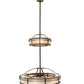 Meyda Lighting Sargent 58" 24-Light 2-Tier Tyler Bronze Chandelier With Beige Fleshtone Idalight Shade Glass and Fan