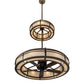 Meyda Lighting Sargent 58" 24-Light 2-Tier Tyler Bronze Chandelier With Beige Fleshtone Idalight Shade Glass and Fan