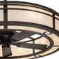 Meyda Lighting Sargent 58" 24-Light 2-Tier Tyler Bronze Chandelier With Beige Fleshtone Idalight Shade Glass and Fan