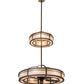 Meyda Lighting Sargent 58" 24-Light 2-Tier Tyler Bronze Chandelier With Beige Fleshtone Idalight Shade Glass and Fan
