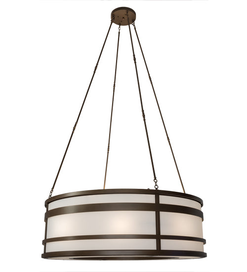 Meyda Lighting Sargent 72" 16-Light Tyler Bronze Pendant Light With White Statuario Idalight Shade Glass
