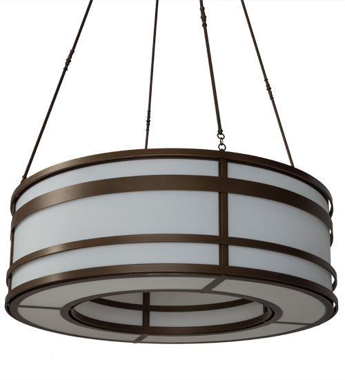 Meyda Lighting Sargent 72" 16-Light Tyler Bronze Pendant Light With White Statuario Idalight Shade Glass