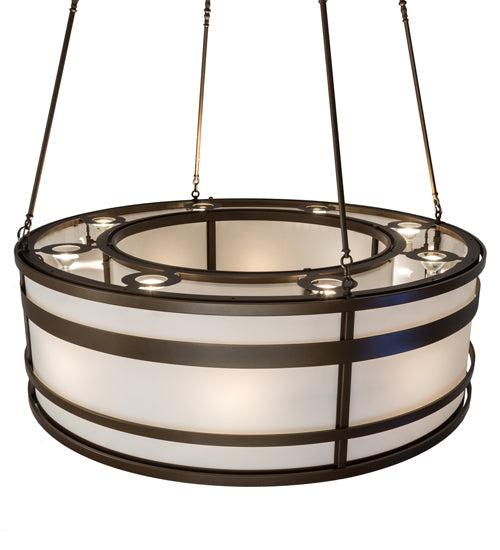 Meyda Lighting Sargent 72" 16-Light Tyler Bronze Pendant Light With White Statuario Idalight Shade Glass