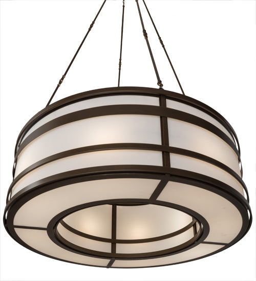 Meyda Lighting Sargent 72" 16-Light Tyler Bronze Pendant Light With White Statuario Idalight Shade Glass