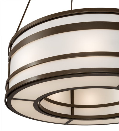 Meyda Lighting Sargent 72" 16-Light Tyler Bronze Pendant Light With White Statuario Idalight Shade Glass