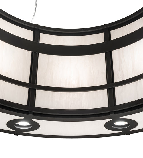 Meyda Lighting Sargent 72" 24-Light Old Wrought Iron Pendant Light With White Angelwing Idalight Shade