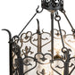 Meyda Lighting Saskia 18" 6-Light Hand Rubbed Iron Pendant Light With Rainstone Idalight & Black Glass Shade