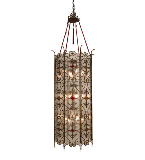 Meyda Lighting Saskia 24" 12-Light Gilded Tobacco Pendant Light With Rainstone Idalight Shade