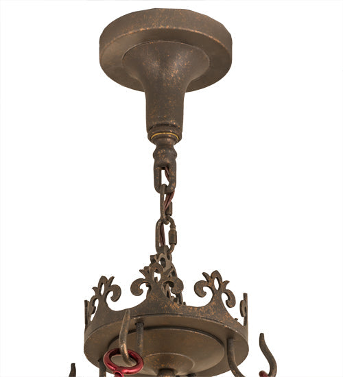 Meyda Lighting Saskia 31" 12-Light Gilded Tobacco Pendant Light With Rainstone Idalight Shade Glass
