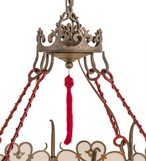 Meyda Lighting Saskia 31" 12-Light Gilded Tobacco Pendant Light With Rainstone Idalight Shade Glass
