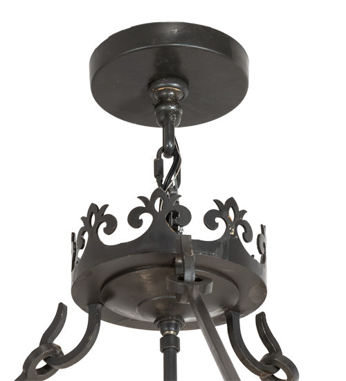 Meyda Lighting Saskia 48" 12-Light Hand Rubbed Iron Pendant Light With Clear Rainstone Idalight Shade Glass