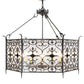 Meyda Lighting Saskia 48" 12-Light Hand Rubbed Iron Pendant Light With Clear Rainstone Idalight Shade Glass