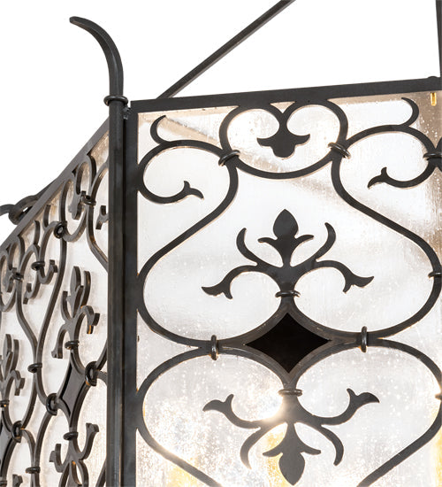 Meyda Lighting Saskia 48" 12-Light Hand Rubbed Iron Pendant Light With Clear Rainstone Idalight Shade Glass