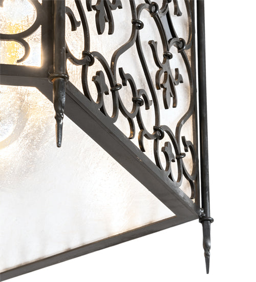 Meyda Lighting Saskia 48" 12-Light Hand Rubbed Iron Pendant Light With Clear Rainstone Idalight Shade Glass