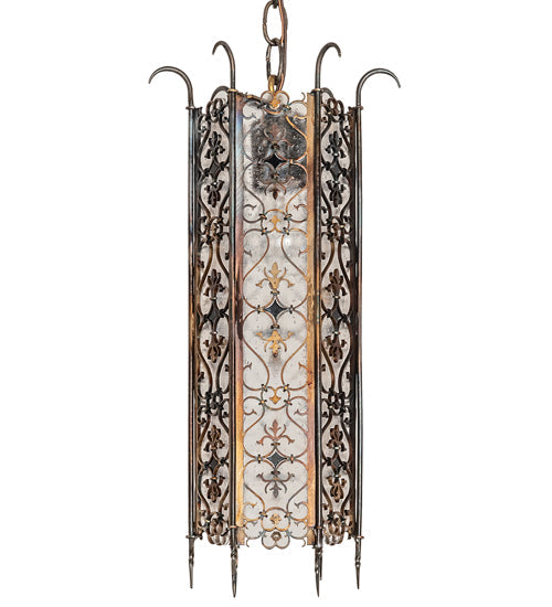 Meyda Lighting Saskia 8" Hand Rubbed Iron Mini Pendant Light With Rainstone Idalight Shade