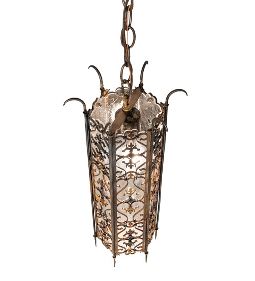 Meyda Lighting Saskia 8" Hand Rubbed Iron Mini Pendant Light With Rainstone Idalight Shade